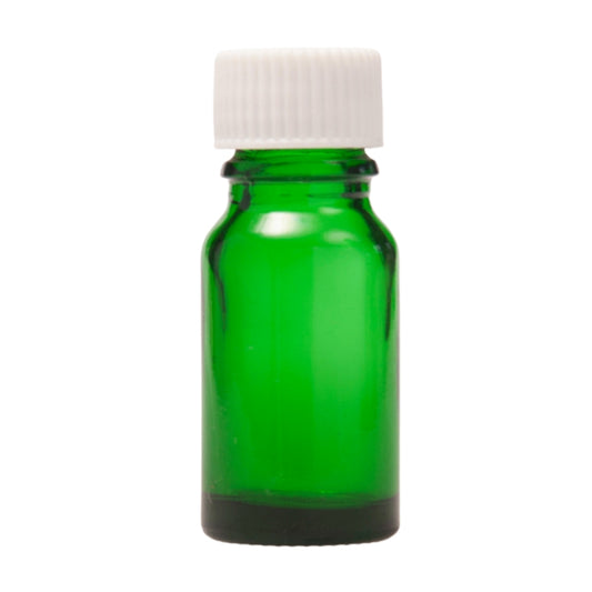 10ml Green Glass Aromatherapy Bottle with Screw Cap - White (18/410)