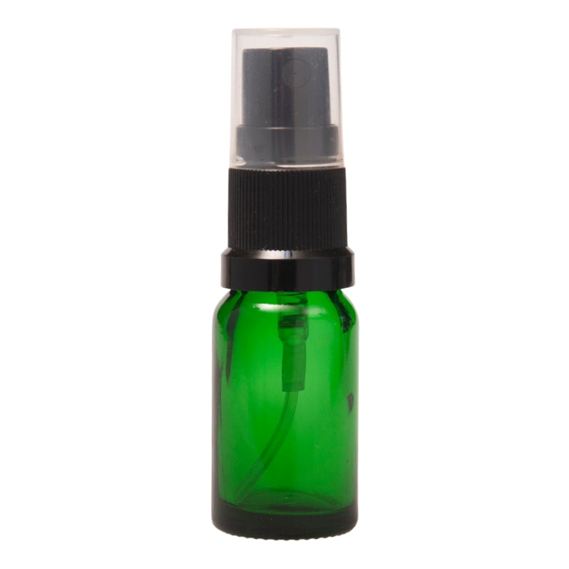 10ml Green Glass Aromatherapy Bottle with Spritzer - Black (18/410)