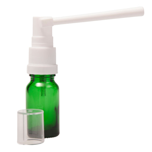 10ml Green Glass Aromatherapy Bottle with Throat Sprayer (18/65)