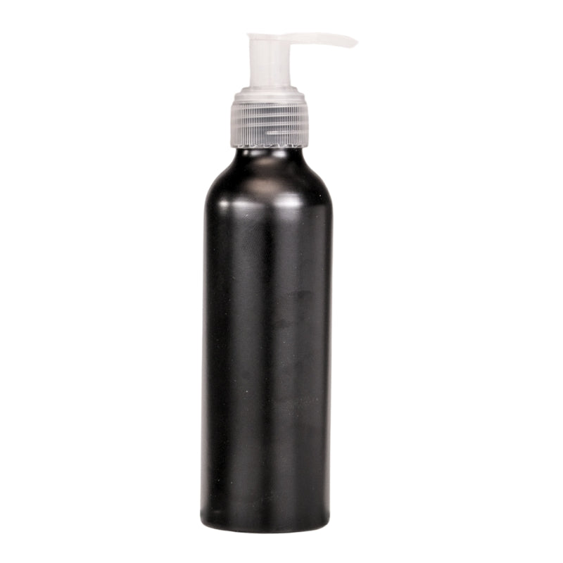 150ml Black Aluminium Bottle with LDPE Pump Dispenser - Natural (24/410)