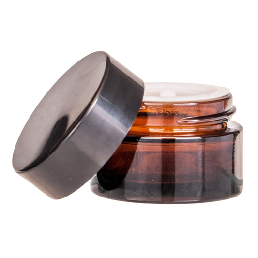 15ml Amber Glass Jar with Black Lid and Shive 35mm