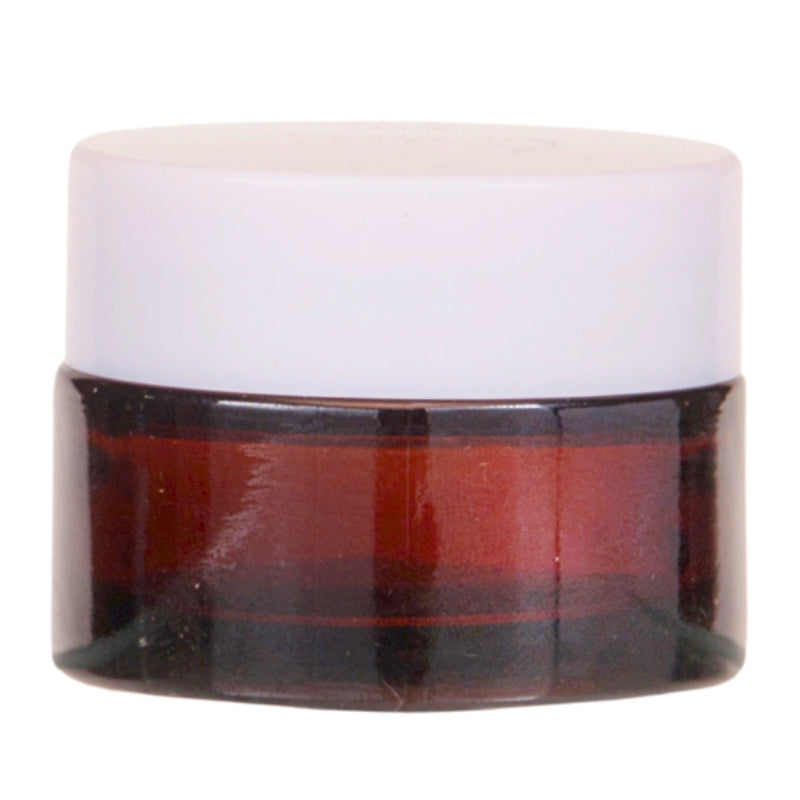 15ml Amber Glass Jar with White Lid and Shive 35mm