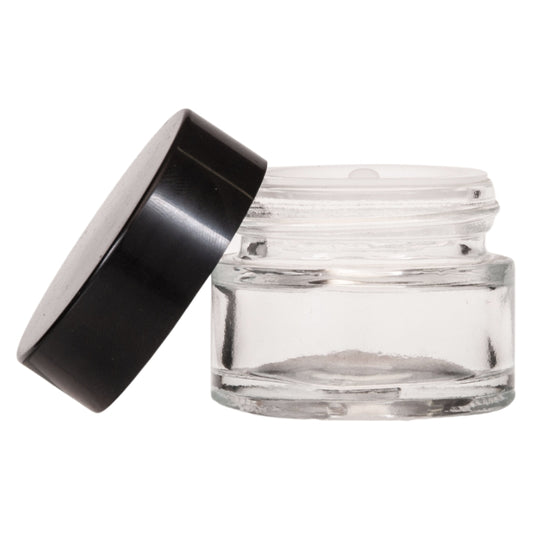 15ml Clear Glass Jar with Black Lid and Shive 35mm