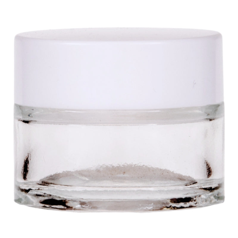 15ml Clear Glass Jar with White Lid and Shive 35mm