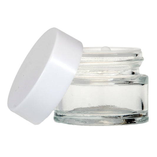 15ml Clear Glass Jar with White Lid and Shive 35mm