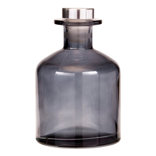 200ml Black-Tinted Glass Diffuser Bottle and Silver Plug Cap