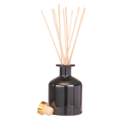 200ml Black Glass Diffuser Bottle and Gold Plug Cap