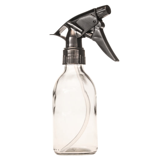 200ml Clear Glass Generic Bottle with Trigger Spray - Black (28/410)
