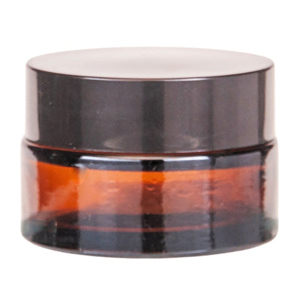 20g Amber Glass Jar and Black Lid and Inner Lid Shive Complete