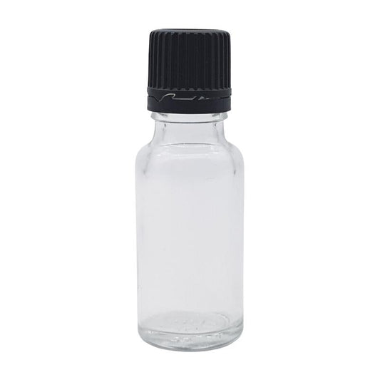20ml Clear Glass Bottle with Slow Flow Dropper Cap - Black