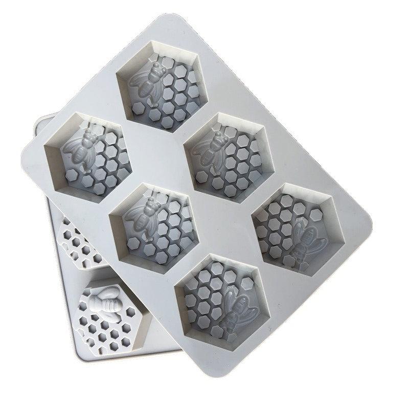 6 Cavity Hexagon Silicone Soap Mold - Bee Honeycomb