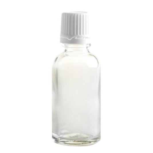 30ml Clear Glass Aromatherapy Bottle with Dropper Cap - White - Essentially Natural