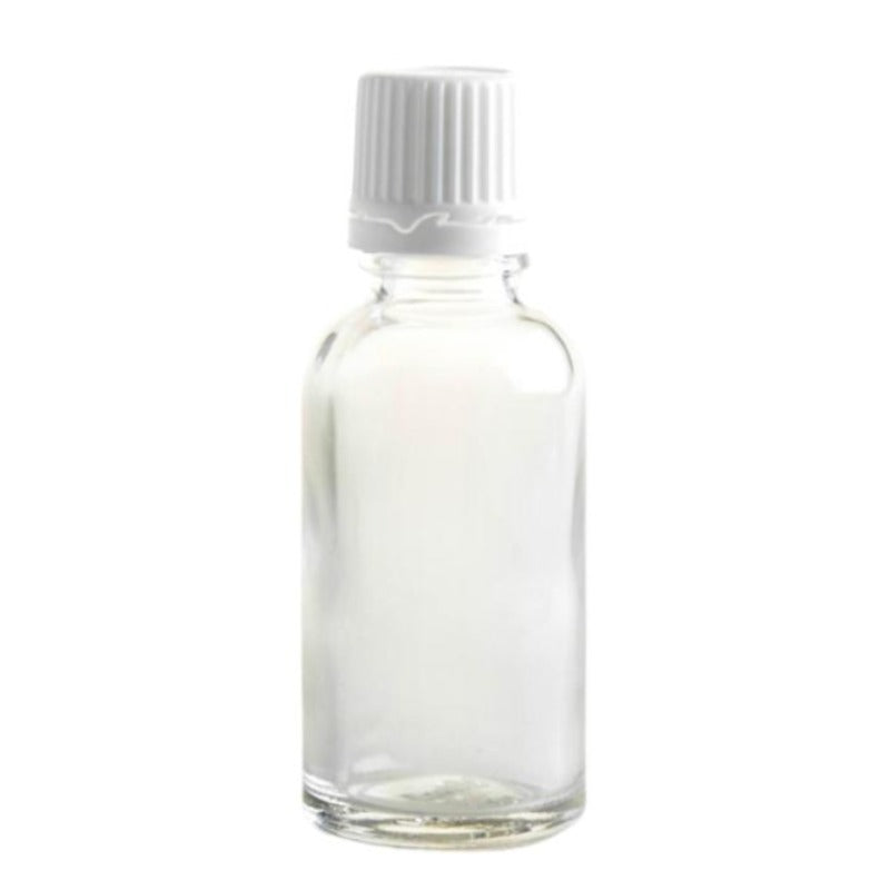 30ml Clear Glass Aromatherapy Bottle with Dropper Cap - White - Essentially Natural