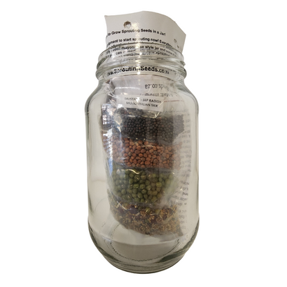Sprouting Kit with Sample Seeds & 1L Clear Glass Jar