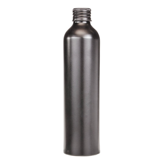 300ml Black Aluminium Bottle with Aluminium Screw Cap - Black (24/410)