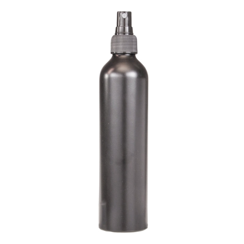 300ml Black Aluminium Bottle with LDPE Atomiser Spray - Black (24/410)