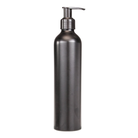 300ml Black Aluminium Bottle with LDPE Pump Dispenser - Black (24/410)