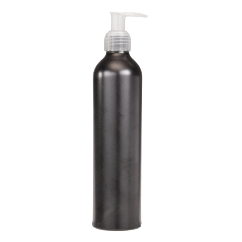 300ml Black Aluminium Bottle with LDPE Pump Dispenser - Natural (24/410)