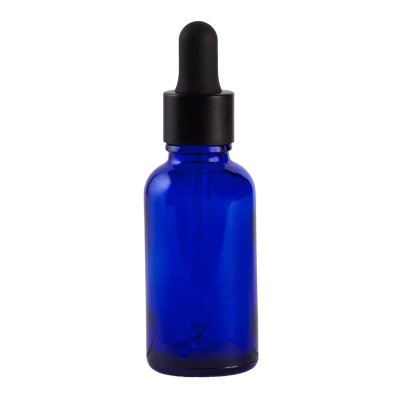 30ml Blue Glass Aromatherapy Bottle with Pipette - Matt Black (18/78)