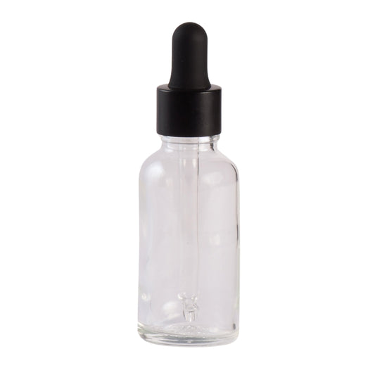 30ml Clear Glass Aromatherapy Bottle with Pipette - Matt Black (18/78)