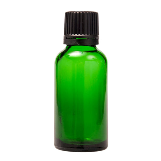 30ml Green Glass Bottle with Fast Flow Dropper Cap - Black