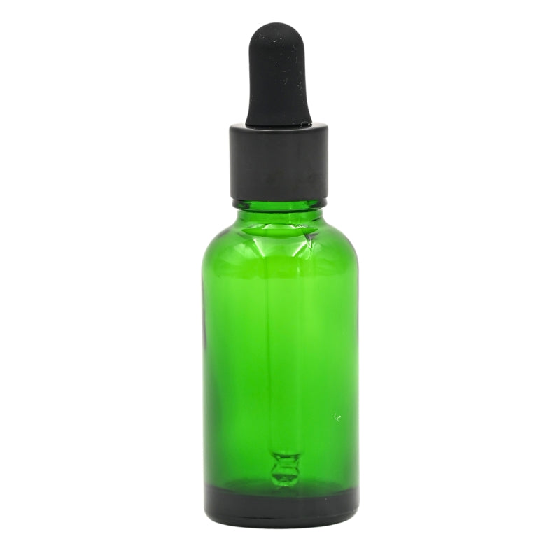 30ml Green Glass Aromatherapy Bottle with Pipette - Matt Black (18/78)