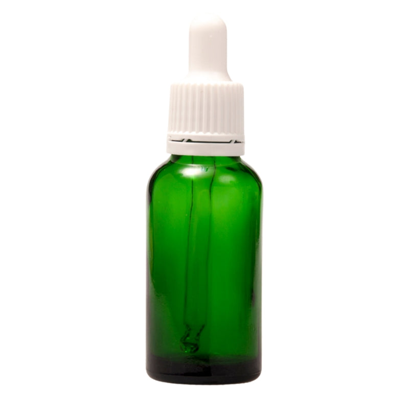 30ml Green Glass Aromatherapy Bottle with Pipette - White (18/78)