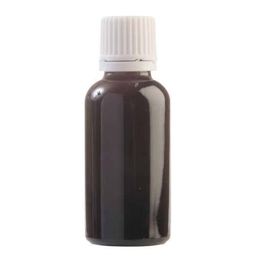 30ml Black Glass Bottle with Slow Flow Dropper Cap - White