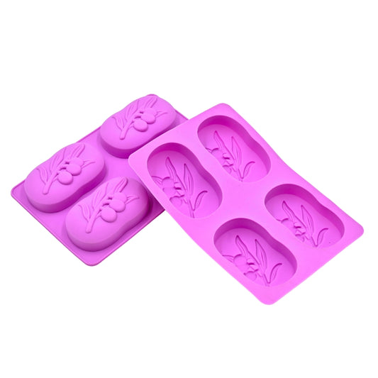 4 Cavity Silicone Soap Mold - Olive Tree