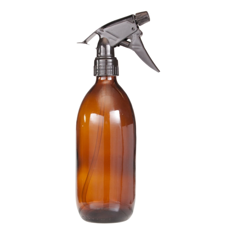 500ml Amber Glass Generic Bottle with Trigger Spray - Black (28/410)