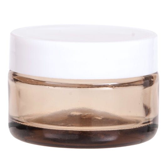 50ml Amberised Glass Jar with White Lid (58/400)