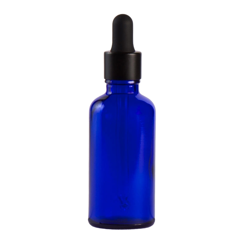 50ml Blue Glass Aromatherapy Bottle with Pipette - Matt Black (18/89)