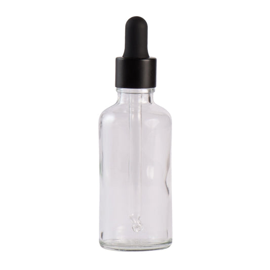 50ml Clear Glass Aromatherapy Bottle with Pipette - Matt Black (18/89)