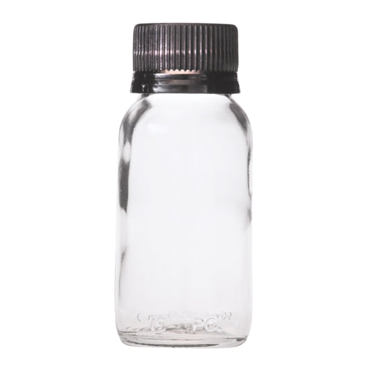 50ml Clear Glass Generic Bottle with Tamper Proof Cap - Black (28/410)