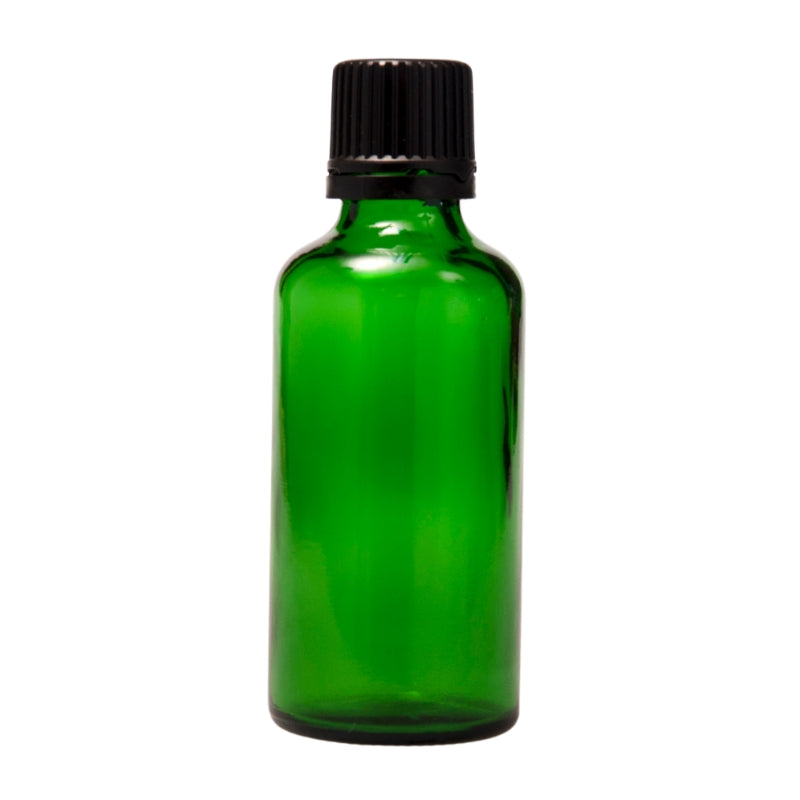 50ml Green Glass Bottle with Fast Flow Dropper Cap - Black
