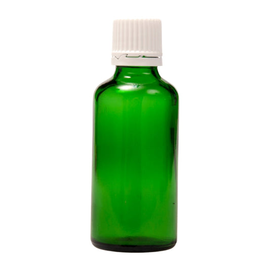 50ml Green Glass Bottle with Slow Flow Dropper Cap - White