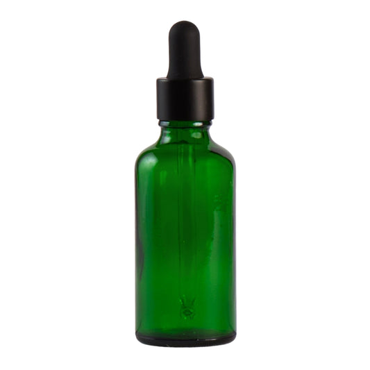 50ml Green Glass Aromatherapy Bottle with Pipette - Matt Black (18/89)