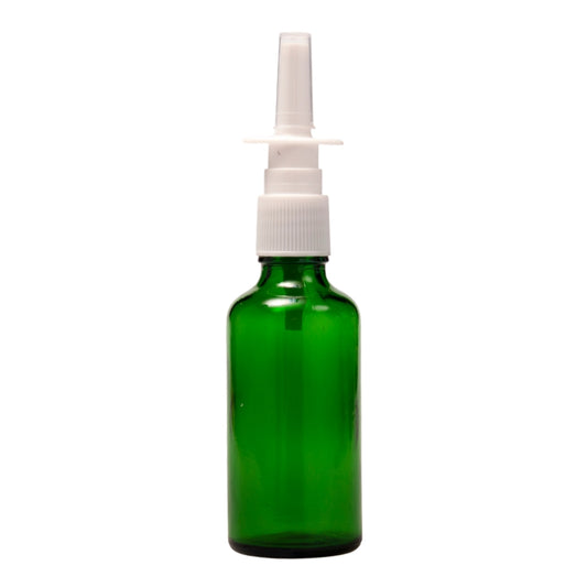 50ml Green Glass Aromatherapy Bottle with Nasal Sprayer (18/415)