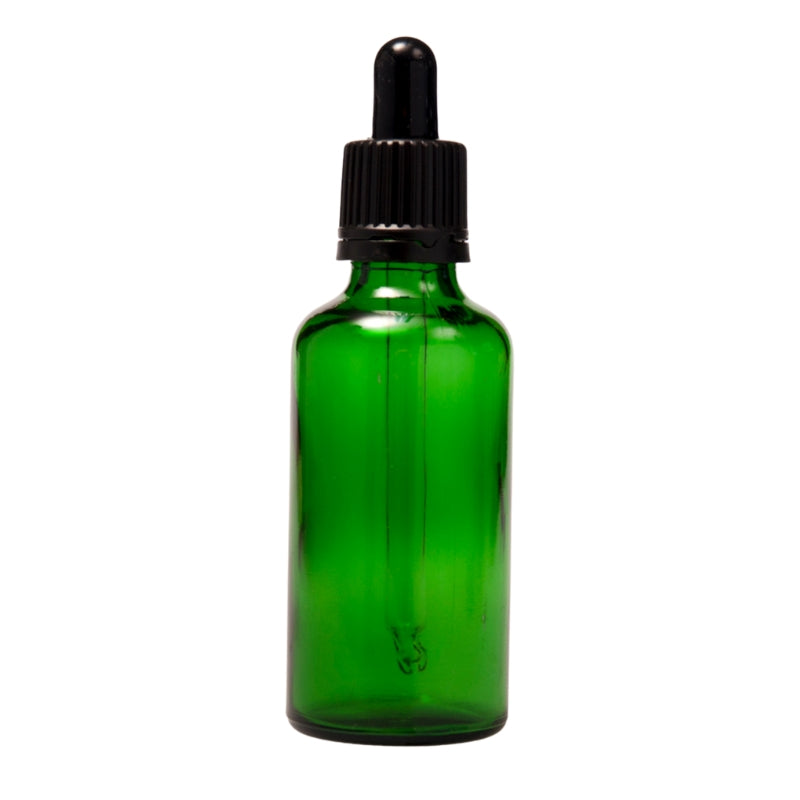 50ml Green Glass Aromatherapy Bottle with Pipette - Black (18/89)