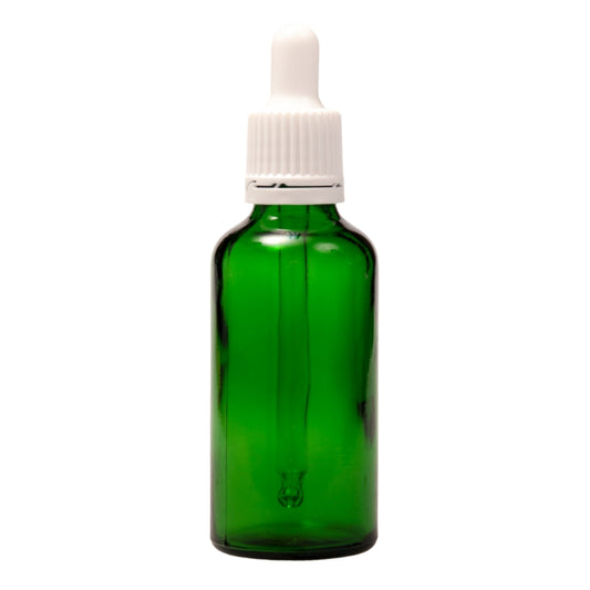 50ml Green Glass Aromatherapy Bottle with Pipette - White (18/89)