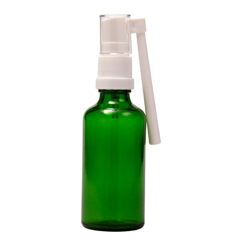 50ml Green Glass Aromatherapy Bottle with Throat Sprayer (18/65)