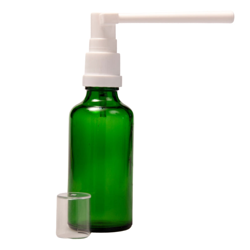50ml Green Glass Aromatherapy Bottle with Throat Sprayer (18/65)
