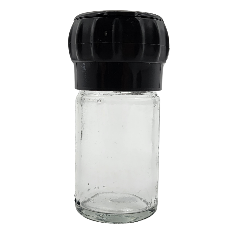 50ml Clear Glass Shaker Jar with Reusable Grinder - Black
