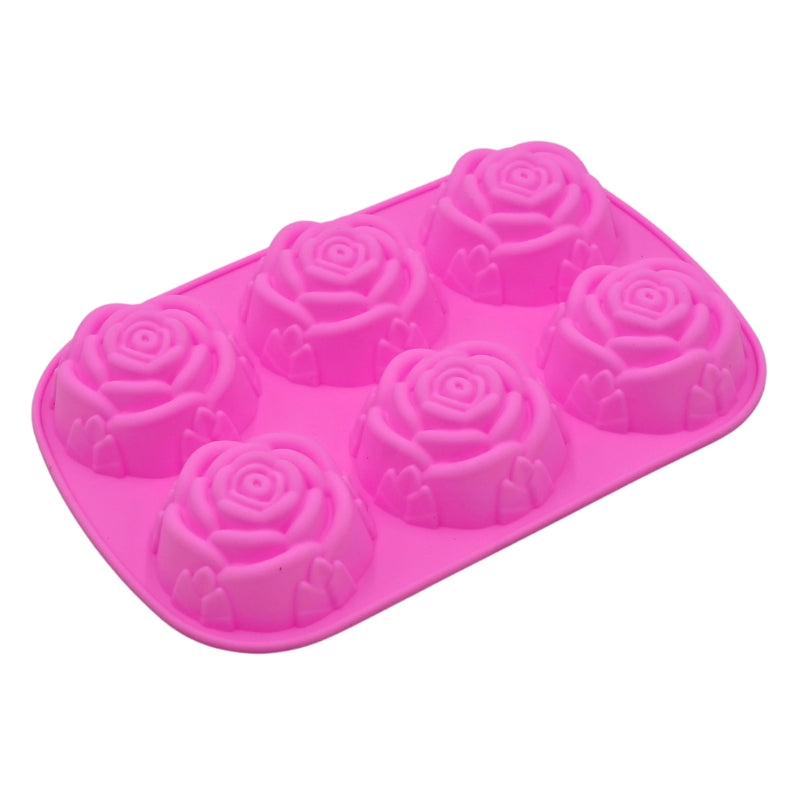 6 Cavity Silicone Soap Mold - Rose