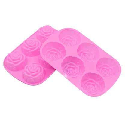 6 Cavity Silicone Soap Mold - Rose