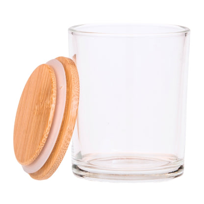 Clear Glass Candle Jar & Bamboo Lid