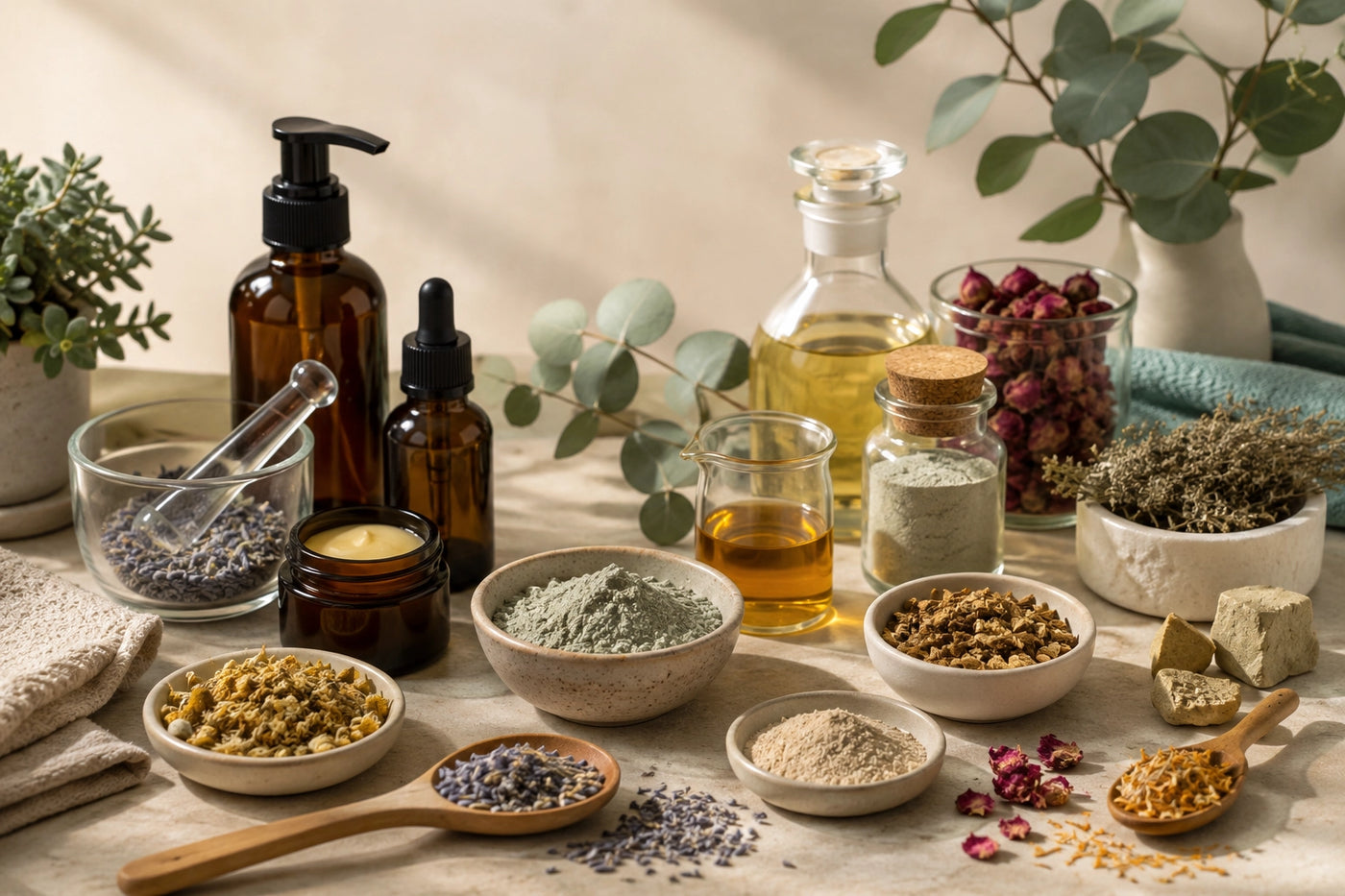 Natural ingredients and amber bottles