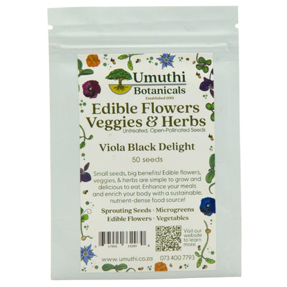 Umuthi Viola Black Delight (Edible Flowers) Growing Seeds