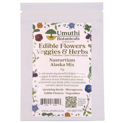 Umuthi Nasturtium Alaska (Edible Flowers) Growing Seeds
