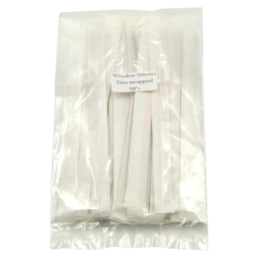 178mm Wooden Stirrers - Thin (Wrapped)
